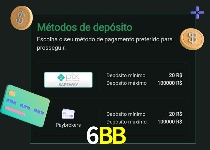 O cassino 6BB oferece uma grande variedade de métodos de pagamento